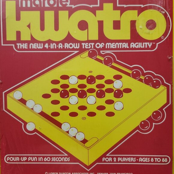 Vintage Loren Dunton KWATRO 4-In-A-Row Marble Game 2 Players Ages 8 to 88 - Picture 2 of 6